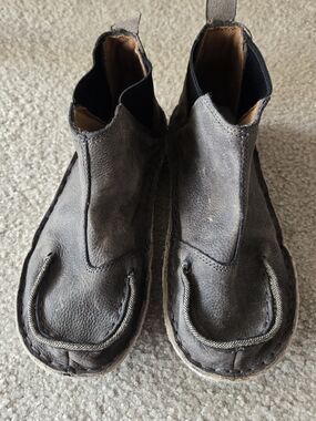 Men's Gray/Brown Leather Slip-On Short Boots - Casual Comfort